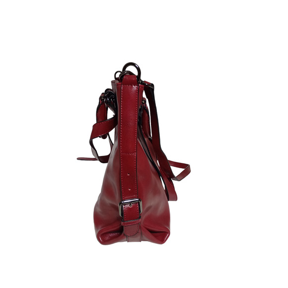 Red S-Zo e Oil Leather Satchel Work Tote - Picture 3 of 6